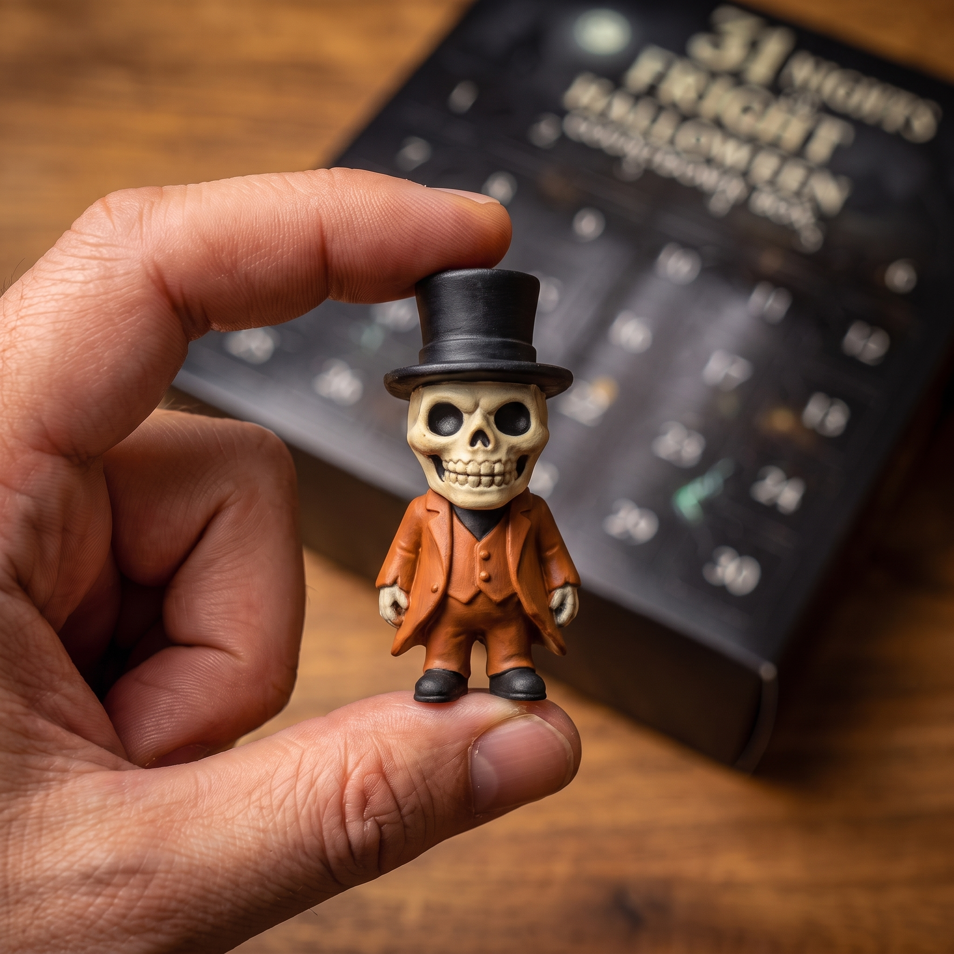 One collectible figure held between two fingers, showing its two-inch size